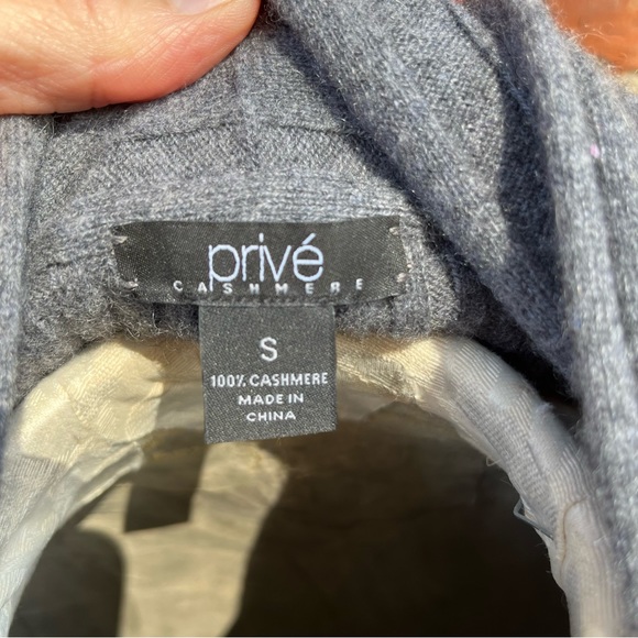Ladies Prive 100% Cashmere Cardigan Sweater Gray Small - Picture 3 of 4